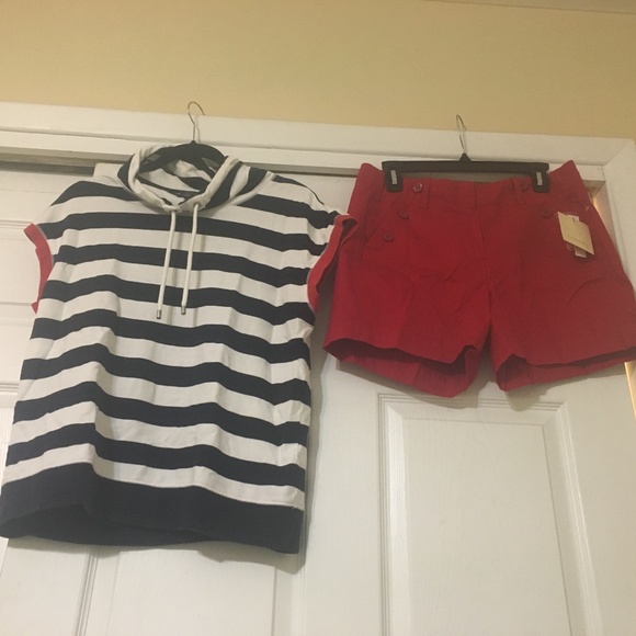 Bundle of NWT Sandro shorts and free Lauren Jeans Co sleeveless hoodie - Picture 1 of 8